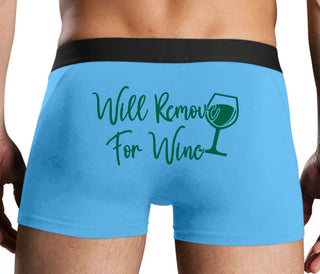 Will Remove For Wine - Blue Boxer Brief