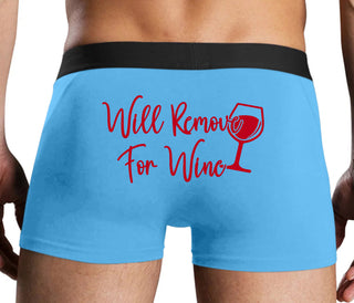 Will Remove For Wine - Blue Boxer Brief