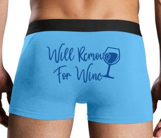 Will Remove For Wine - Blue Boxer Brief