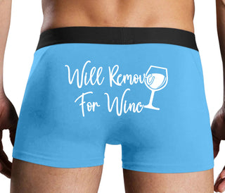 Will Remove For Wine - Blue Boxer Brief