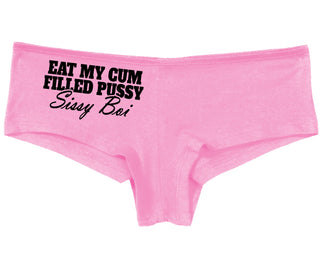 Eat My Cum Filled Pussy Sissy Boi - Pink Boy Short