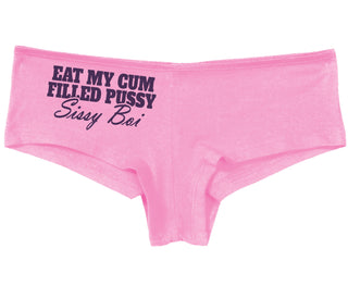 Eat My Cum Filled Pussy Sissy Boi - Pink Boy Short