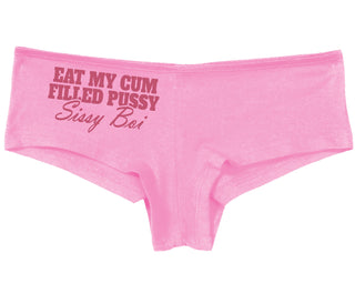 Eat My Cum Filled Pussy Sissy Boi - Pink Boy Short