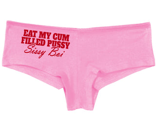 Eat My Cum Filled Pussy Sissy Boi - Pink Boy Short