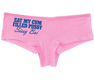 Eat My Cum Filled Pussy Sissy Boi - Pink Boy Short