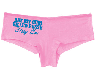 Eat My Cum Filled Pussy Sissy Boi - Pink Boy Short