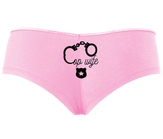 Cop Wife - Cute Handcuffs - Pink Boyshort