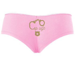 Cop Wife - Cute Handcuffs - Pink Boyshort