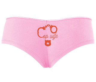 Cop Wife - Cute Handcuffs - Pink Boyshort