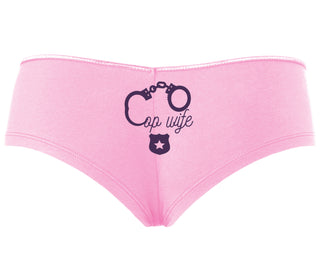 Cop Wife - Cute Handcuffs - Pink Boyshort