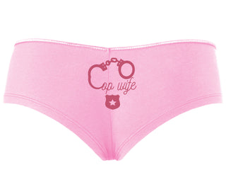 Cop Wife - Cute Handcuffs - Pink Boyshort