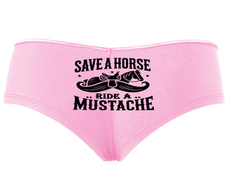 Save A Horse Ride A Mustache - Pink Boyshort
