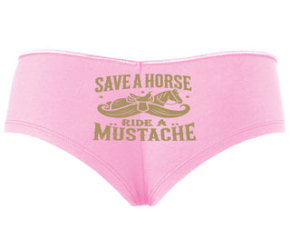 Save A Horse Ride A Mustache - Pink Boyshort