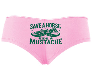 Save A Horse Ride A Mustache - Pink Boyshort