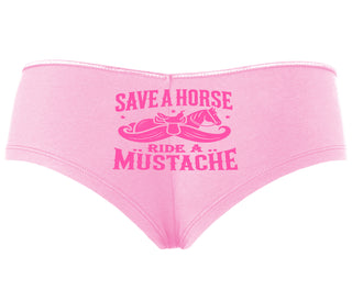 Save A Horse Ride A Mustache - Pink Boyshort