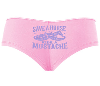 Save A Horse Ride A Mustache - Pink Boyshort