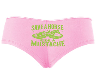 Save A Horse Ride A Mustache - Pink Boyshort