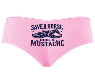 Save A Horse Ride A Mustache - Pink Boyshort