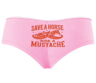 Save A Horse Ride A Mustache - Pink Boyshort