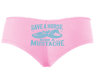 Save A Horse Ride A Mustache - Pink Boyshort