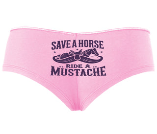 Save A Horse Ride A Mustache - Pink Boyshort