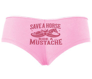 Save A Horse Ride A Mustache - Pink Boyshort