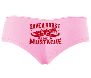 Save A Horse Ride A Mustache - Pink Boyshort