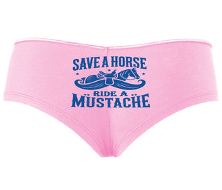 Save A Horse Ride A Mustache - Pink Boyshort