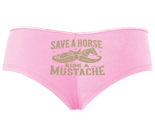 Save A Horse Ride A Mustache - Pink Boyshort