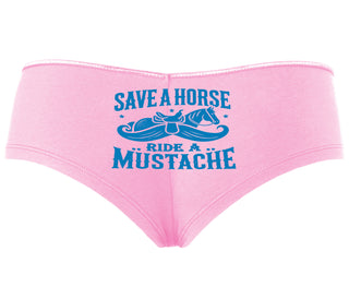 Save A Horse Ride A Mustache - Pink Boyshort