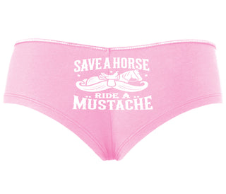 Save A Horse Ride A Mustache - Pink Boyshort