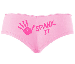 Spank It - Cute Hand Print - Pink Boyshort