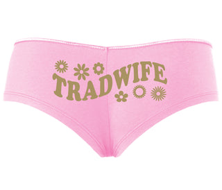 TradWife - Flower Design - Pink Boyshort