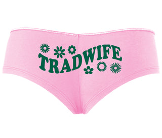 TradWife - Flower Design - Pink Boyshort