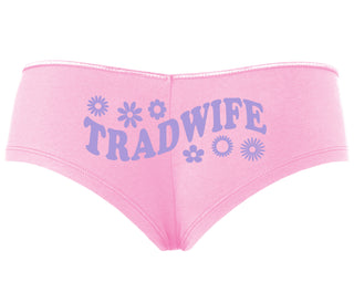 TradWife - Flower Design - Pink Boyshort