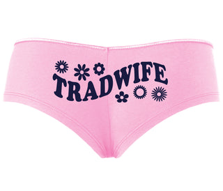 TradWife - Flower Design - Pink Boyshort