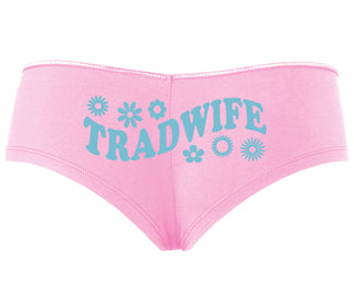TradWife - Flower Design - Pink Boyshort