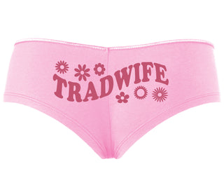 TradWife - Flower Design - Pink Boyshort