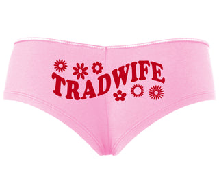 TradWife - Flower Design - Pink Boyshort