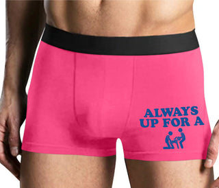 Always Up For A Threesome - Mens Pink Boxer Brief