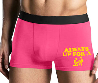 Always Up For A Threesome - Mens Pink Boxer Brief