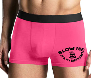 Blow Me Its My Birthday - Mens Pink Boxer Brief