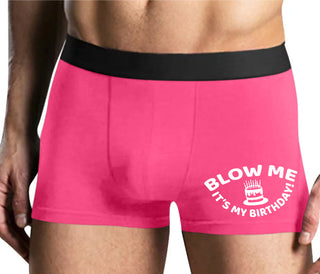 Blow Me Its My Birthday - Mens Pink Boxer Brief