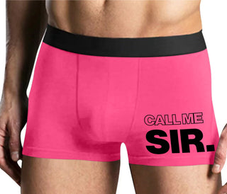 Call Me Sir - Mens Pink Boxer Brief