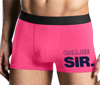 Call Me Sir - Mens Pink Boxer Brief