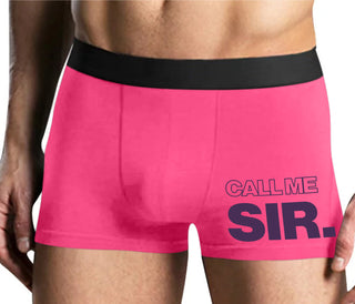 Call Me Sir - Mens Pink Boxer Brief