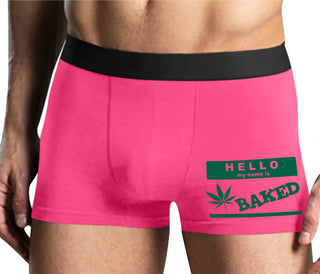 Hello My Name Is Baked - Mens Pink Boxer Brief