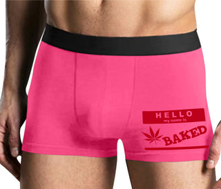 Hello My Name Is Baked - Mens Pink Boxer Brief