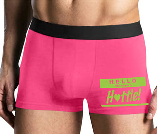 Hello My Name Is Hottie - Mens Pink Boxer Brief