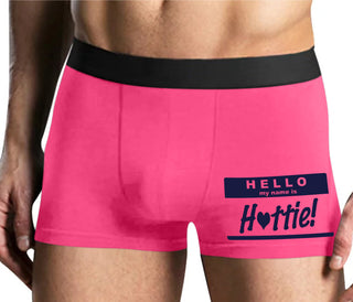 Hello My Name Is Hottie - Mens Pink Boxer Brief